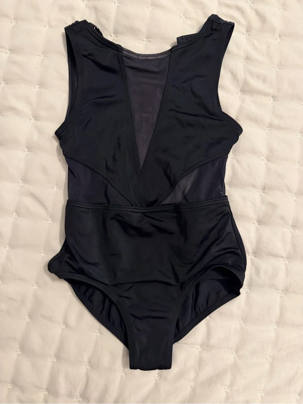 balera Black Girls' One-Piece Swimsuit with Mesh V-Inset